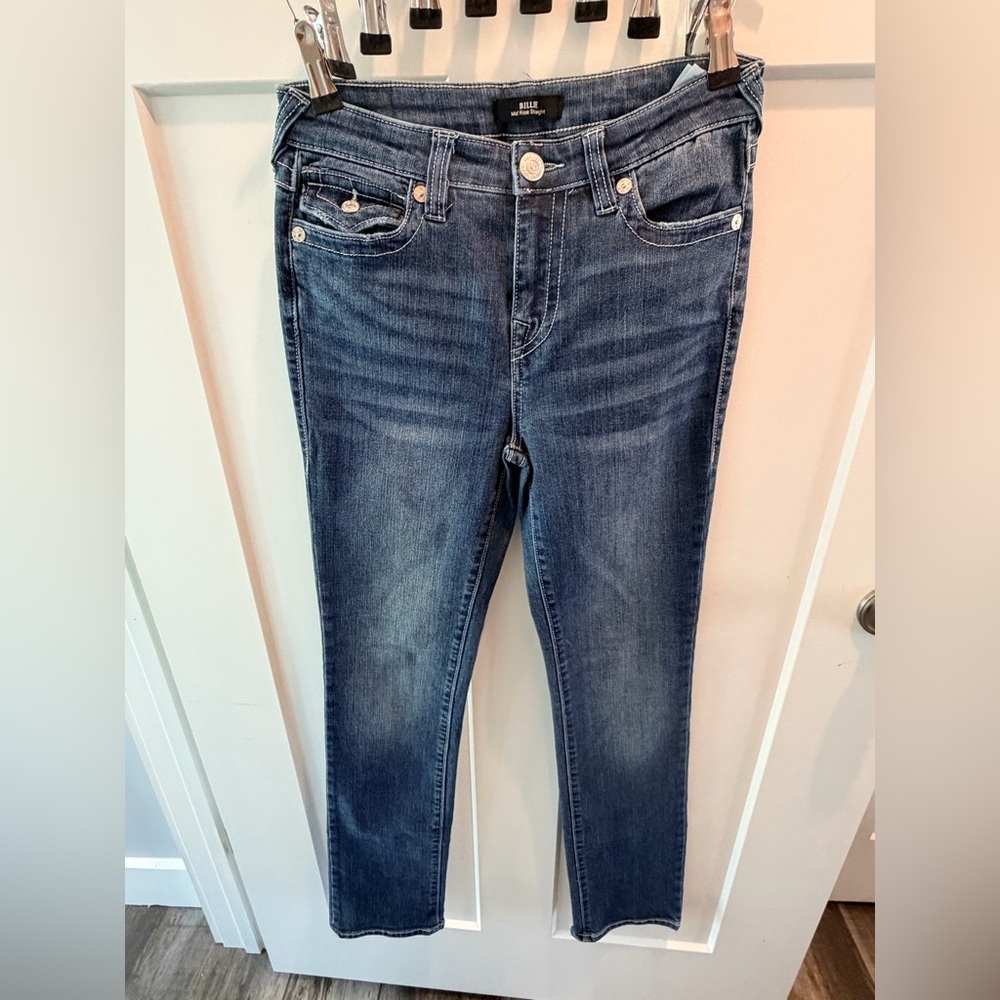 True Religion Billie Straight Jeans 28 Mid Rise Medium Wash Denim Womens